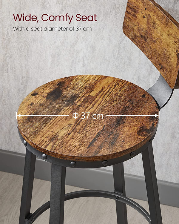 Set of 2 Bar Stools with Backrests - Karrari
