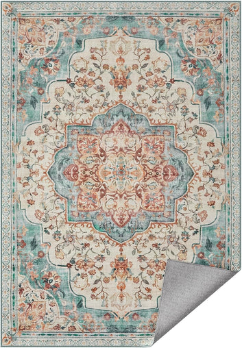 Area Rug, 120 x 170 cm Rug for Bedroom, Non-Slip Carpet, Traditional Vintage Style