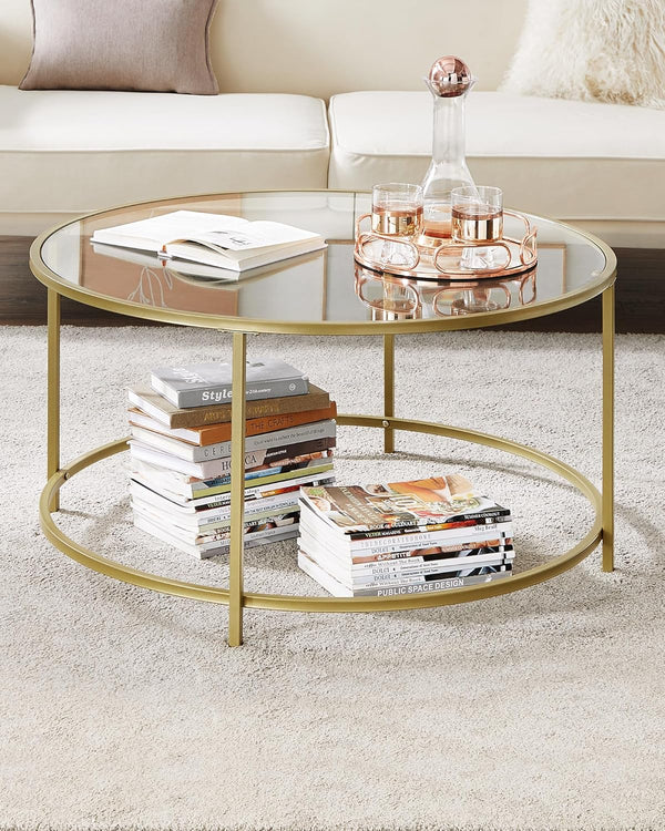 Gold & Glass Round Coffee Table - Karrari