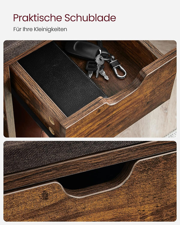 Shoe Storage Bench with Drawer & Padded Seat - Karrari