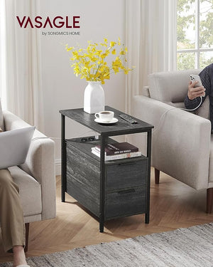 Side Table with Power Strip & Drawers - Karrari