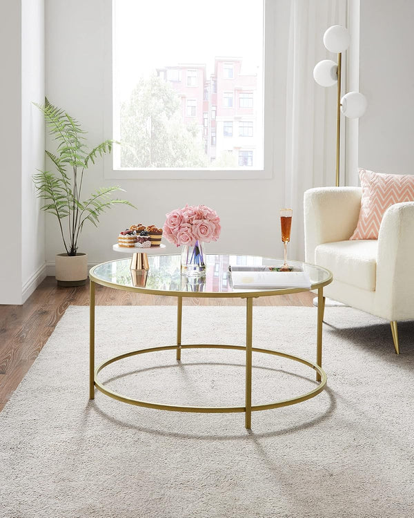 Gold & Glass Round Coffee Table - Karrari