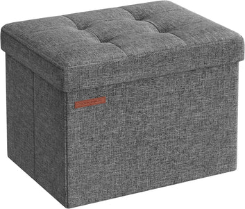 41cm Folding Storage Bench - Footstool - Dark Grey