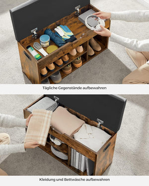 Shoe Bench with Cushion & Storage – 3 Compartments - Karrari