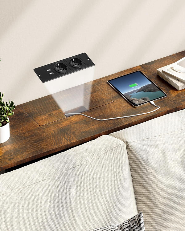 Narrow Console Table - Sockets & 2 Compartments - Karrari