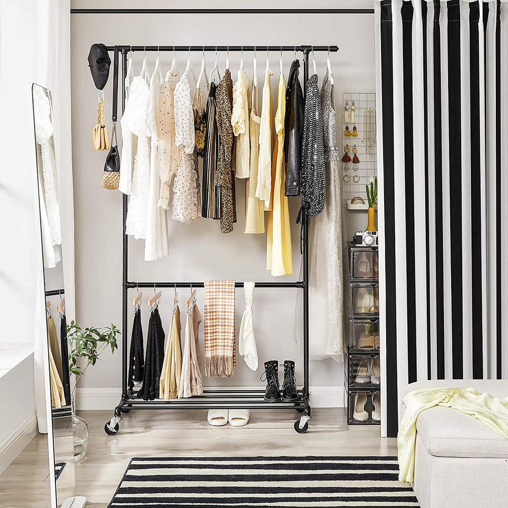 ndustrial Double Clothes Rack on Wheels - Karrari