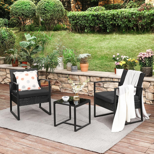 3-Piece PE Rattan Garden Furniture Set