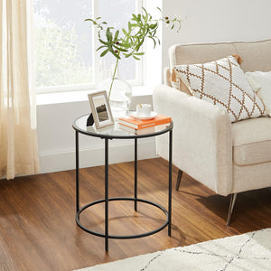 Round Side Table – Glass Top with Metal Frame - Karrari