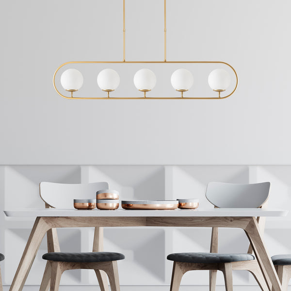 Gold Frame 5-Light Globe Chandelier - Karrari