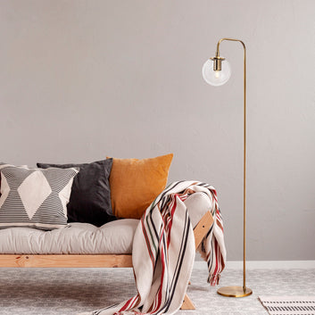 Elegant Metal Floor Lamp with Glass Globe – Vintage