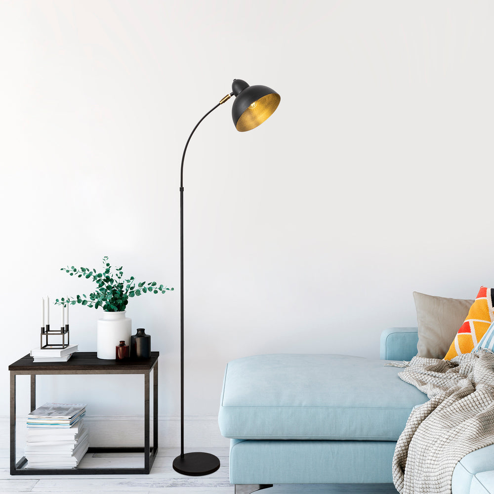 Black Metal Floor Lamp - Adjustable Head (162cm) - Karrari