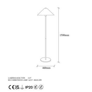 Metal Cone Shade Floor Lamp (150cm) - Karrari
