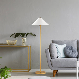 Gold Floor Lamp with White Metal Shade (150cm) - Karrari
