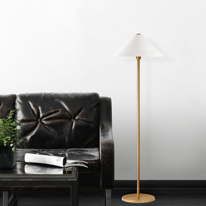Gold Floor Lamp with White Metal Shade (150cm) - Karrari