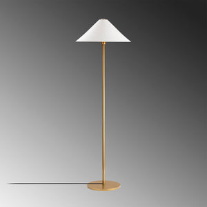 Gold Floor Lamp with White Metal Shade (150cm) - Karrari