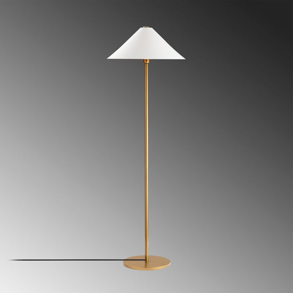 Gold Floor Lamp with White Metal Shade (150cm) - Karrari