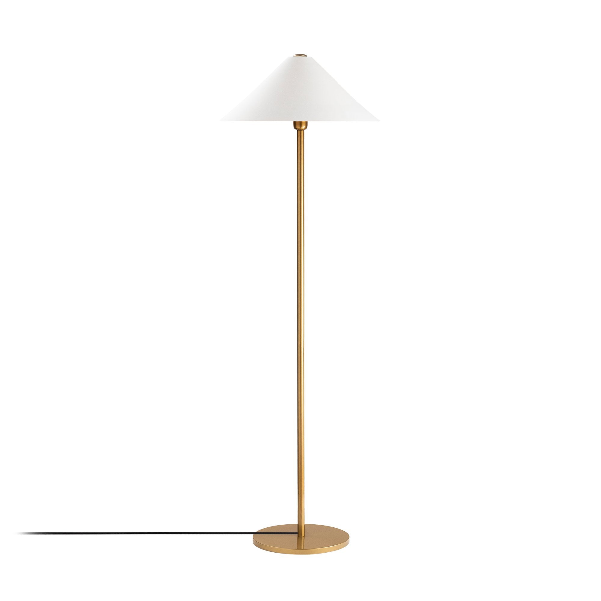 Modern Gold Floor Lamp with White Metal Shade (150cm)