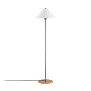Gold Floor Lamp with White Metal Shade (150cm) - Karrari