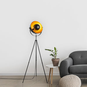 Industrial Tripod Floor Lamp with Metal Shade (160cm) - Karrari