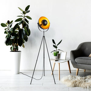 Industrial Tripod Floor Lamp with Metal Shade (160cm) - Karrari