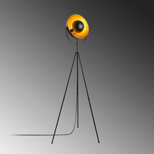 Industrial Tripod Floor Lamp with Metal Shade (160cm) - Karrari