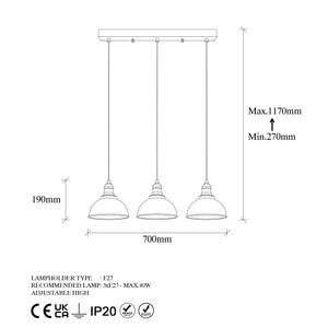 Triple Pendant Light – Adjustable Height - Karrari