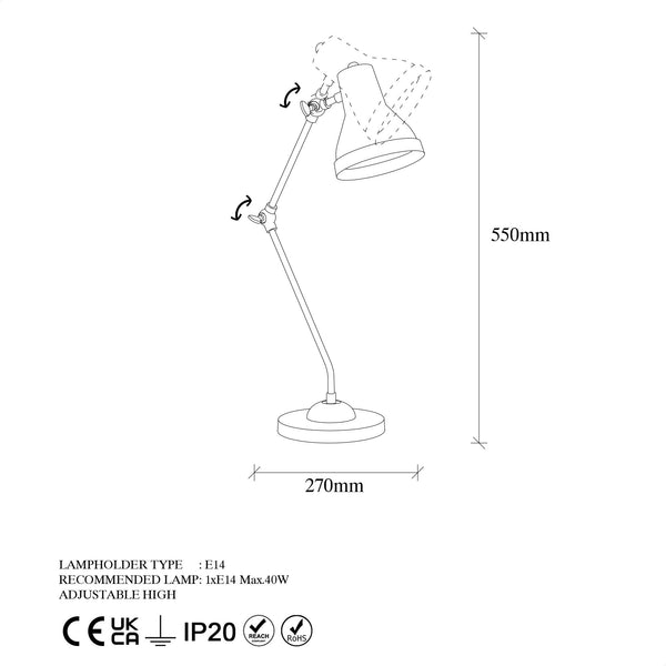 Rotating Arm Brass Desk Lamp - Karrari