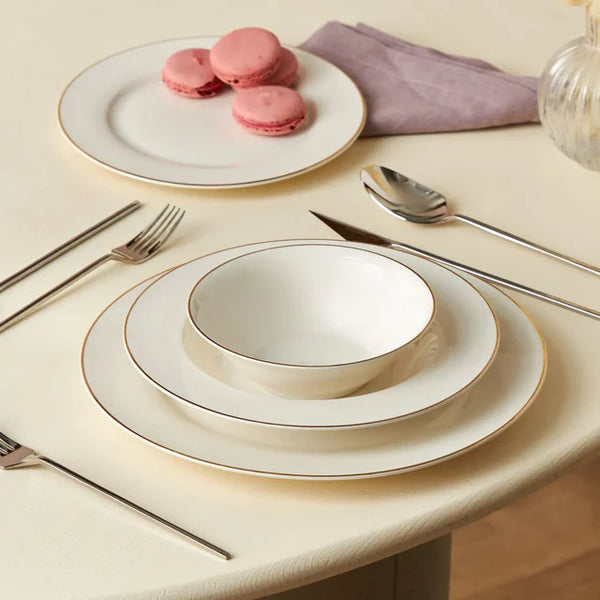 Karaca Rebeca Porcelain Dinner Set – 24 Piece, Gold - Karrari
