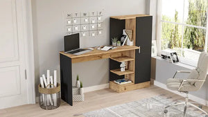 Desk With Cabinet Atlantic Pine and Black - Karrari