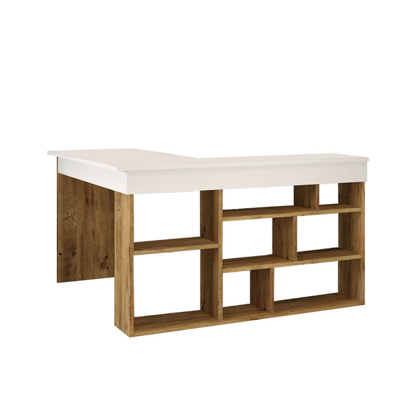 Corner desk Catania Melamine Atlantic Pine White - Karrari