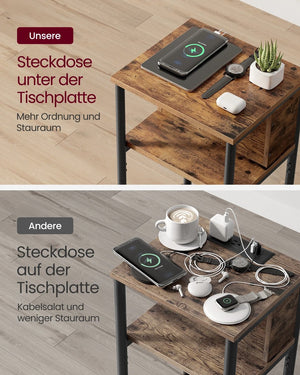 Narrow Side Table with 2 USB Ports