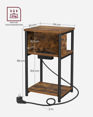 Narrow Side Table with 2 USB Ports