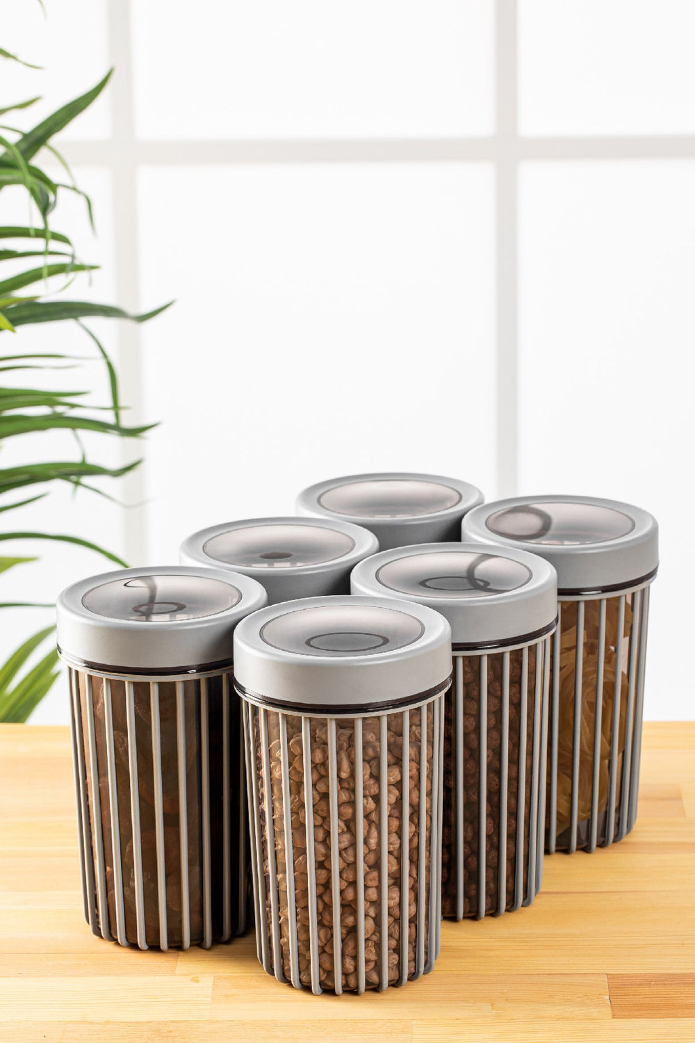 6-Piece Vertical Stripe Airtight Storage Jar Set - Karrari