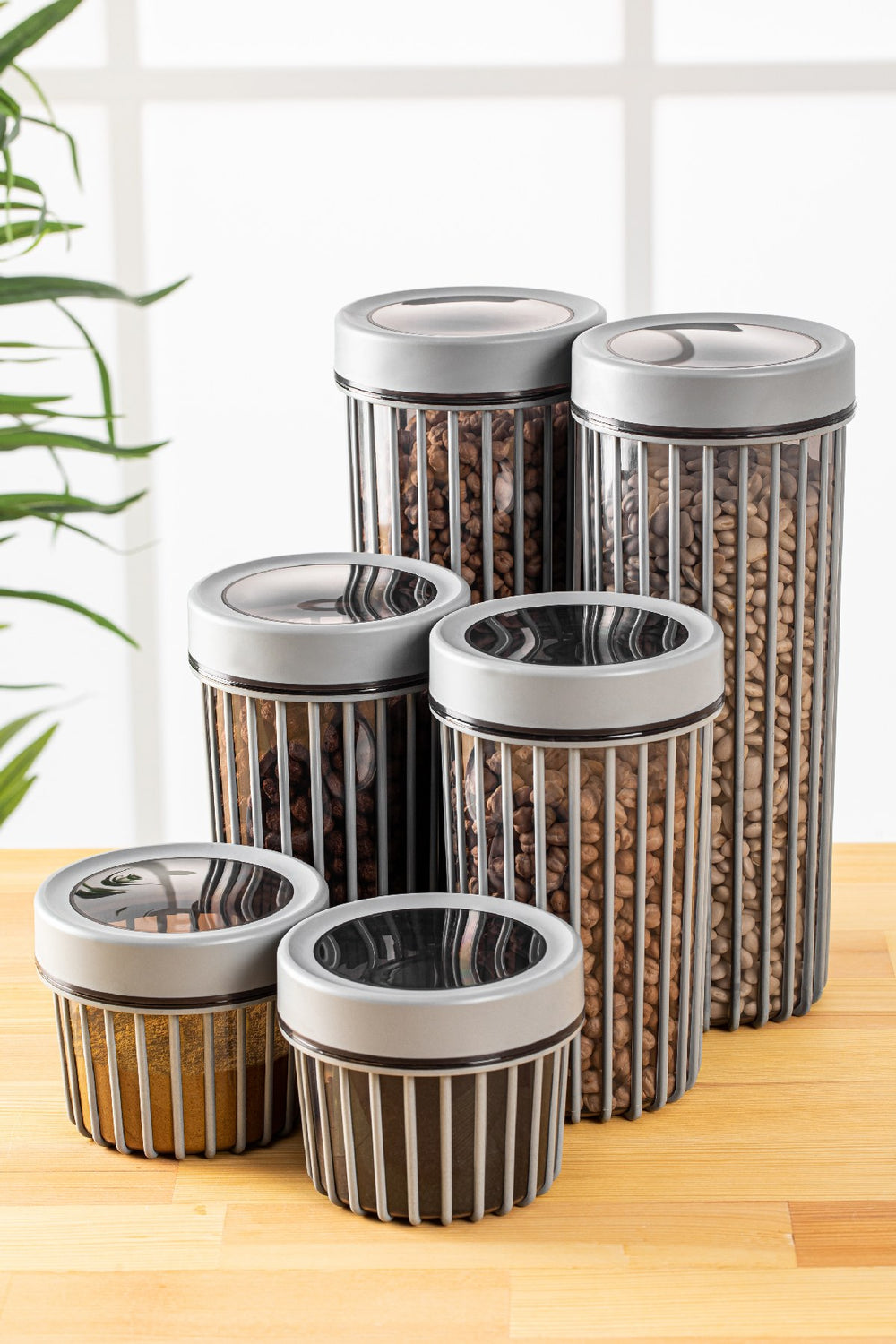 6-Piece Vertical Stripe Airtight Jar Set - Karrari