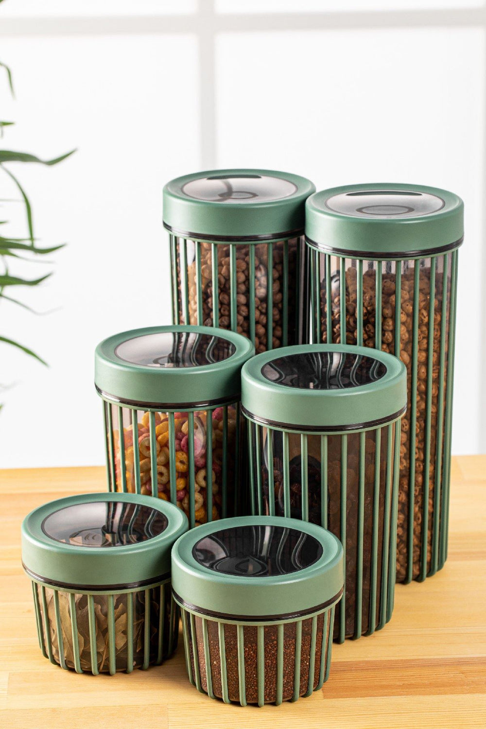 6-Piece Airtight Green Storage Jar Set - Karrari