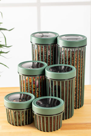 6-Piece Airtight Green Storage Jar Set - Karrari