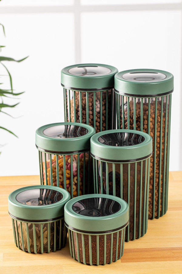 6-Piece Airtight Green Storage Jar Set - Karrari
