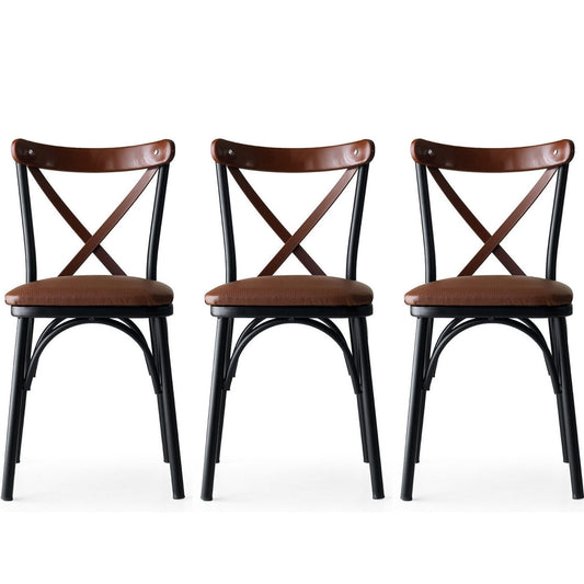 Traditional Country Chairs, Set of 2, Brown and Black
