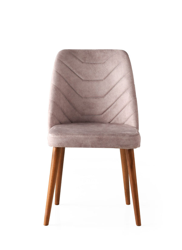 Velvet Walnut Beige Chairs (set of 2) - Karrari
