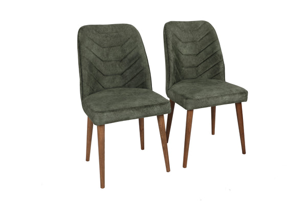 Velvet Walnut Dark Green Chairs (set of 2) - Karrari