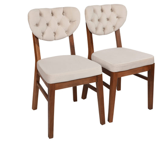 Bohemian Chair, Set of 2, Walnut and beige