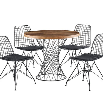 Modern Dining Table, 90 x 75 x 90, Walnut and Black