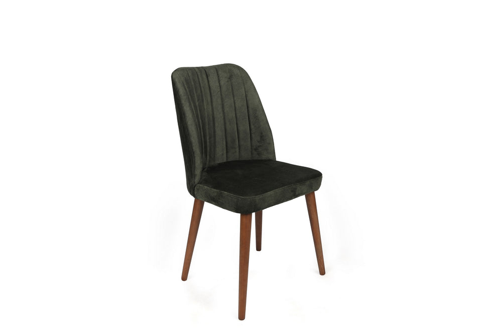 Velvet Chairs Khaki Walnut (set of 2) - Karrari