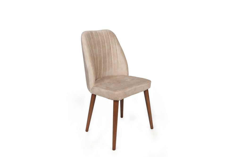 Velvet Chairs Cream Walnut (set of 2) - Karrari