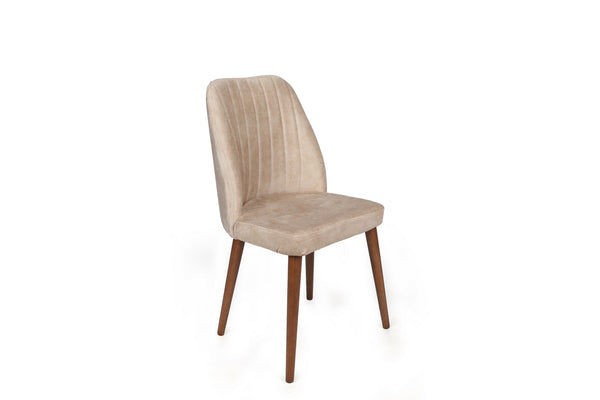 Velvet Chairs Cream Walnut (set of 2) - Karrari