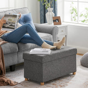 Storage Ottoman Stool – Foldable with Footrest