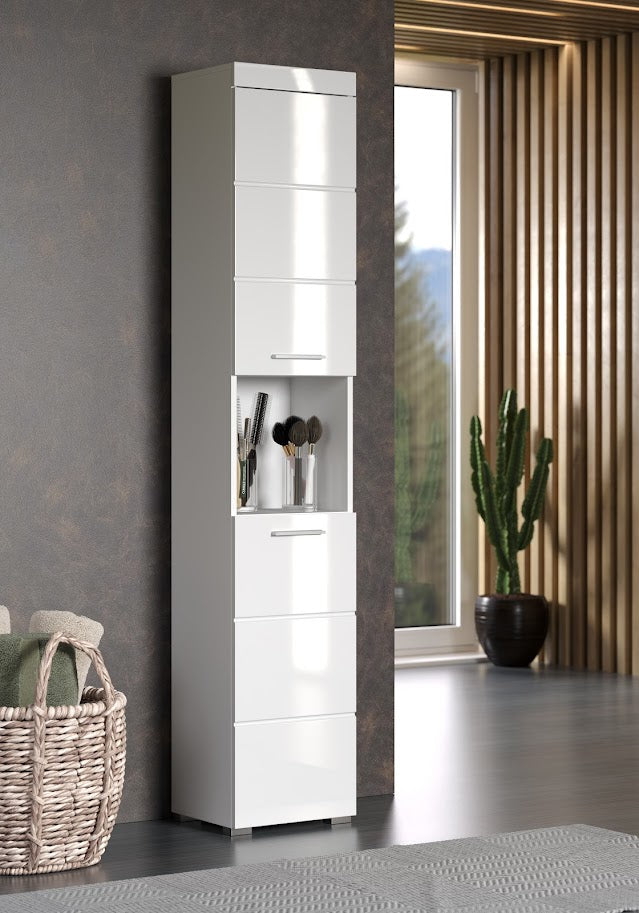 Amanda Tall Bathroom Cabinet – Gloss White - Karrari