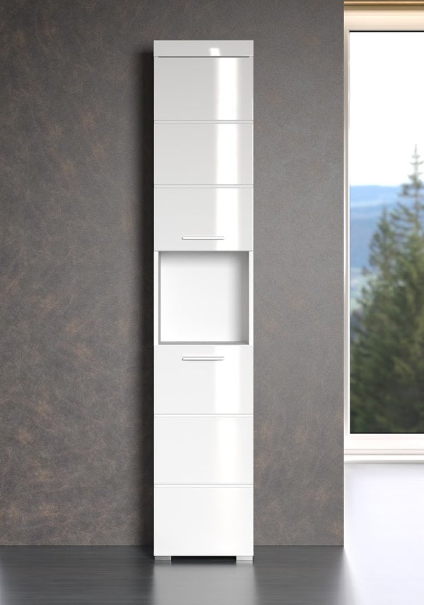 Amanda Tall Bathroom Cabinet – Gloss White - Karrari