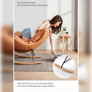 Orange Leather Rocking Armchair with Industrial Iron Frame - Karrari