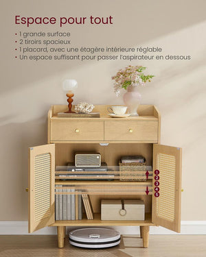 Boho Sideboard with Rattan Doors & Drawers